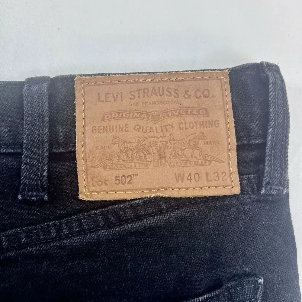 Levi’s 502 Premium Jeans Men’s W40 L32 Black Straight Taper Dark Wash
